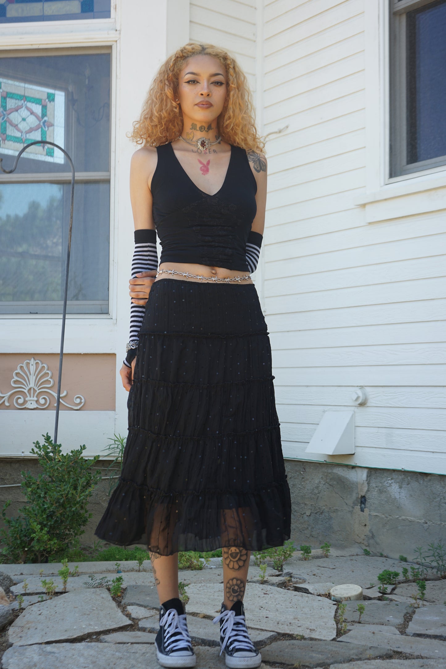 Starcity Black Sequin Midi Skirt
