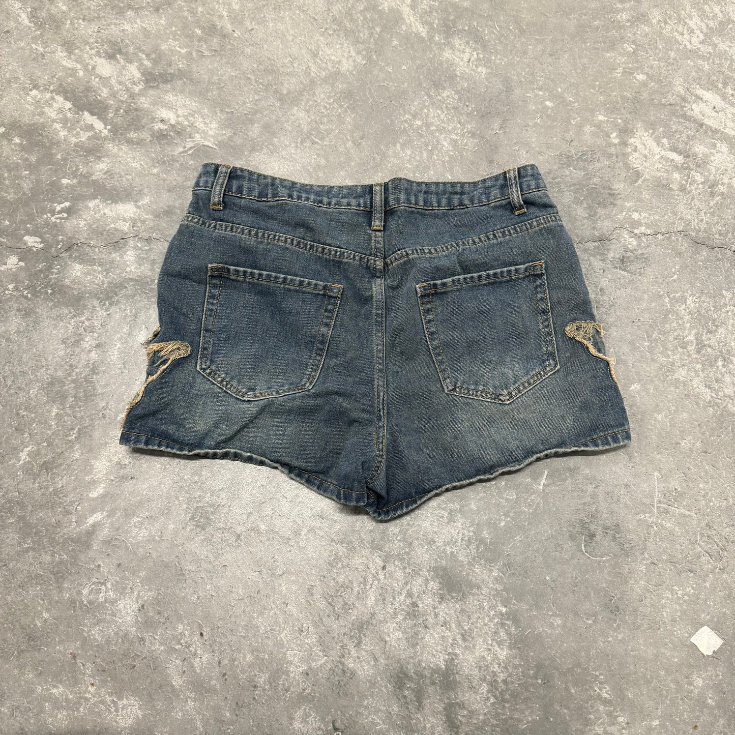 Dark Denim Distressed Butterfly Shorts