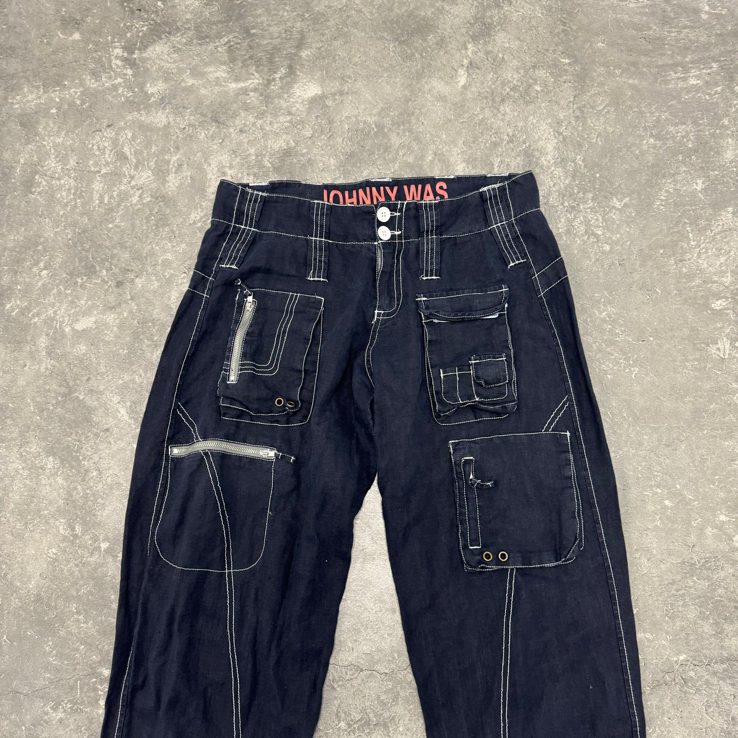 Black Off Stitch Cargo Pants