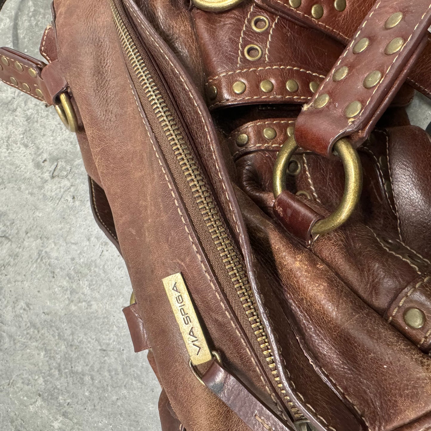 Mini Brown Studded Boho Bag