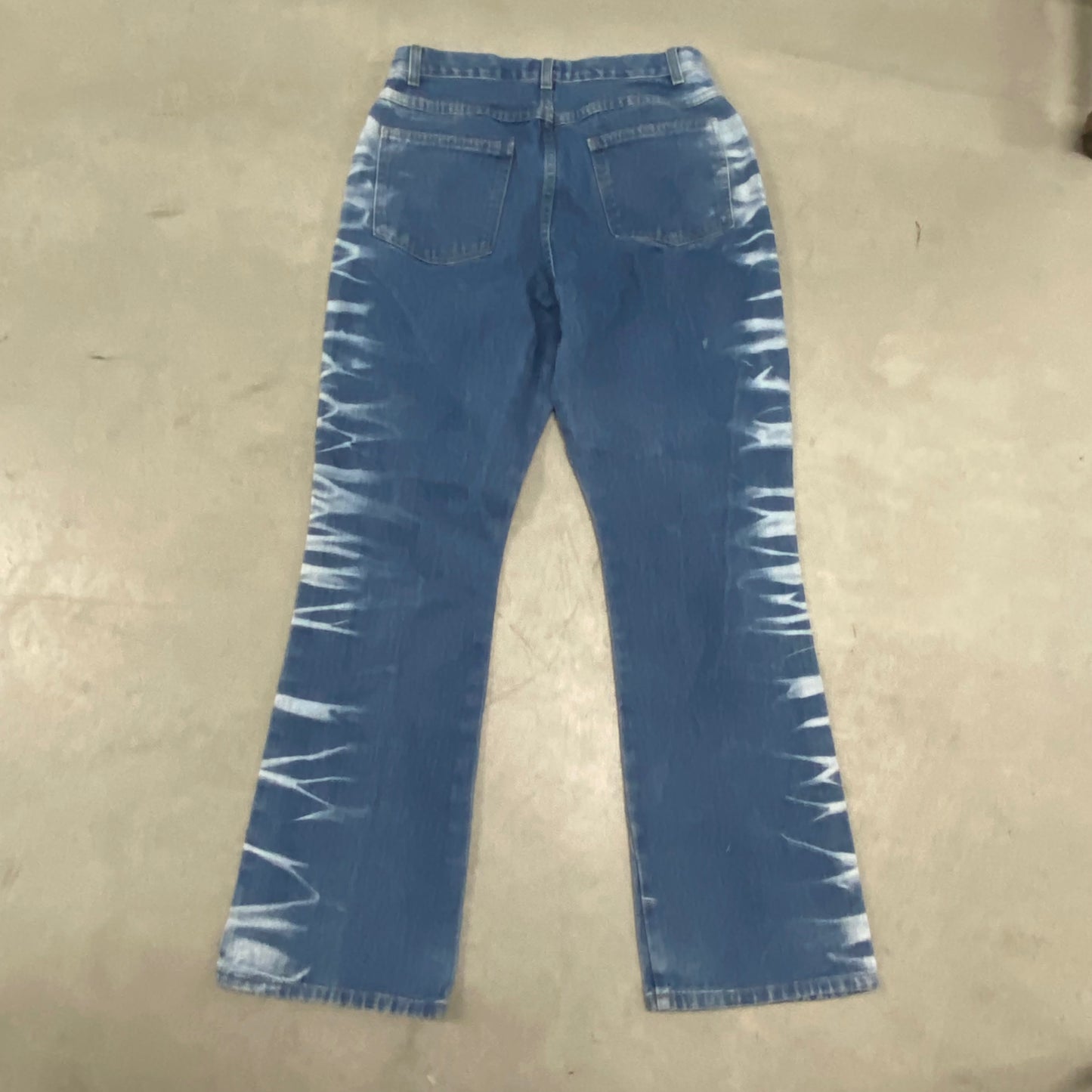 Vintage Bleached Dark Blue High Waisted Jeans