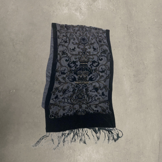Black Beaded Sheer Scarf