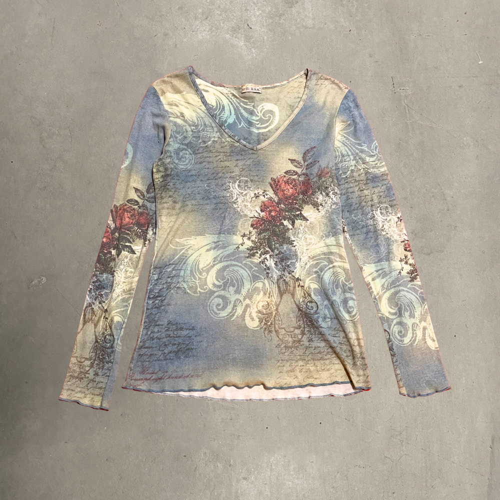 Vintage Rose Blue Long Sleeve
