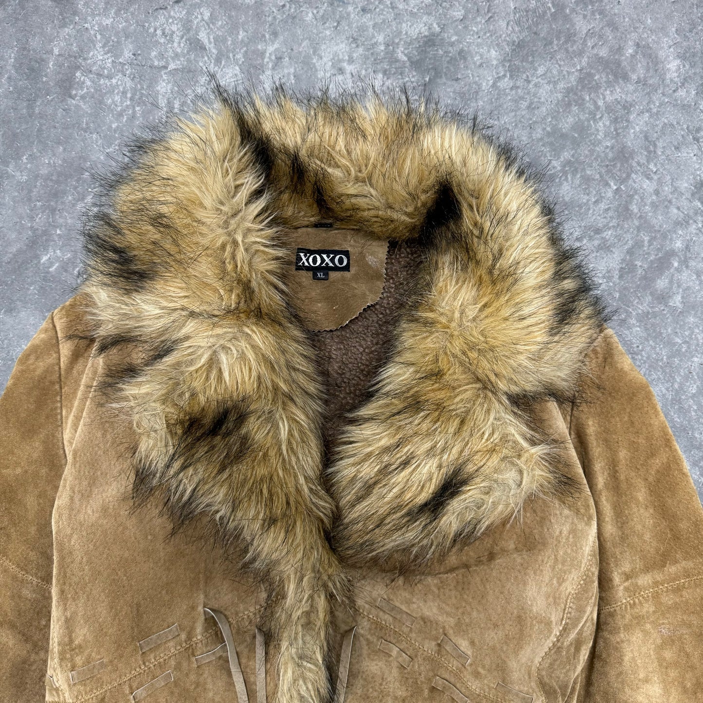 Vintage Tan Fur Trim Coat