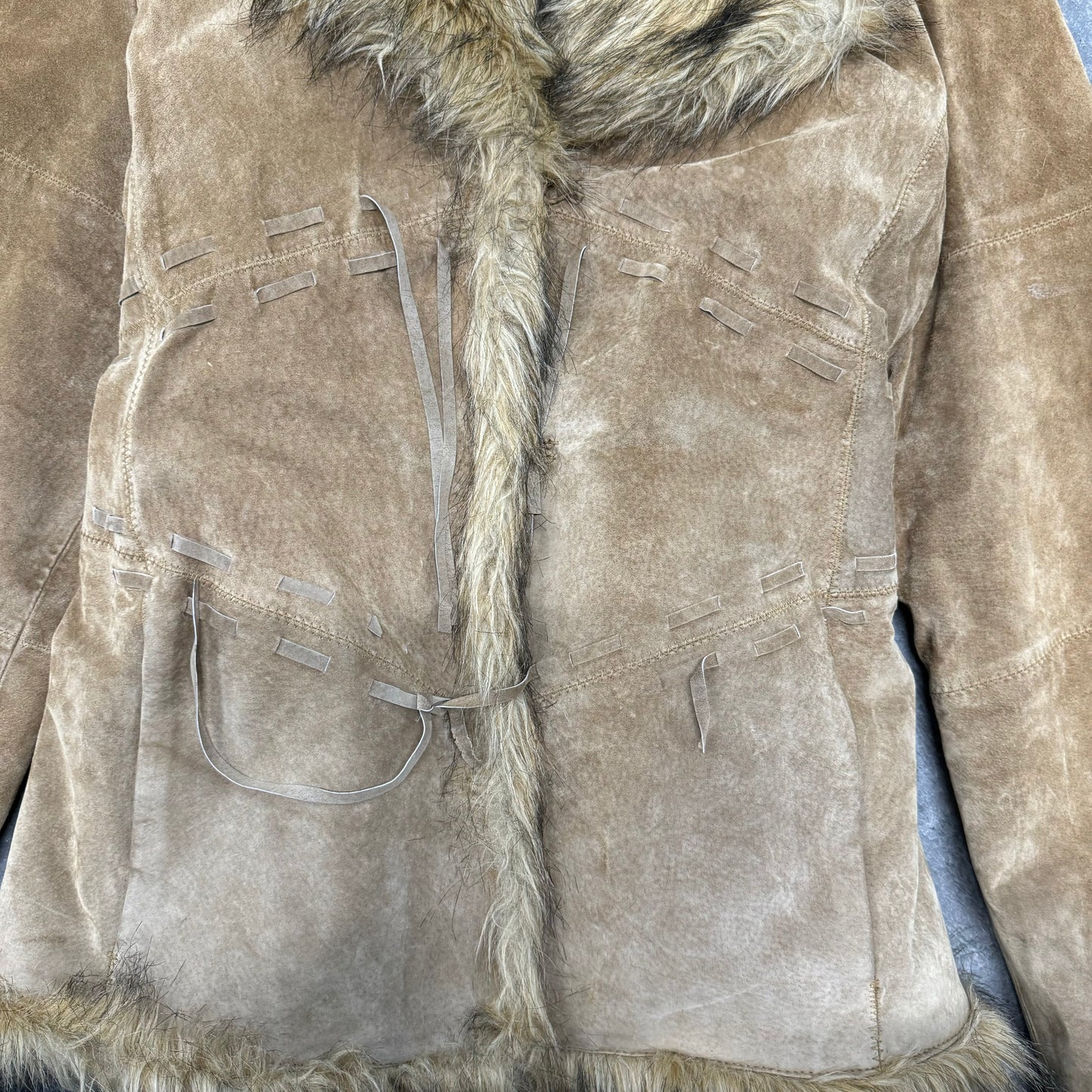 Vintage Tan Fur Trim Coat