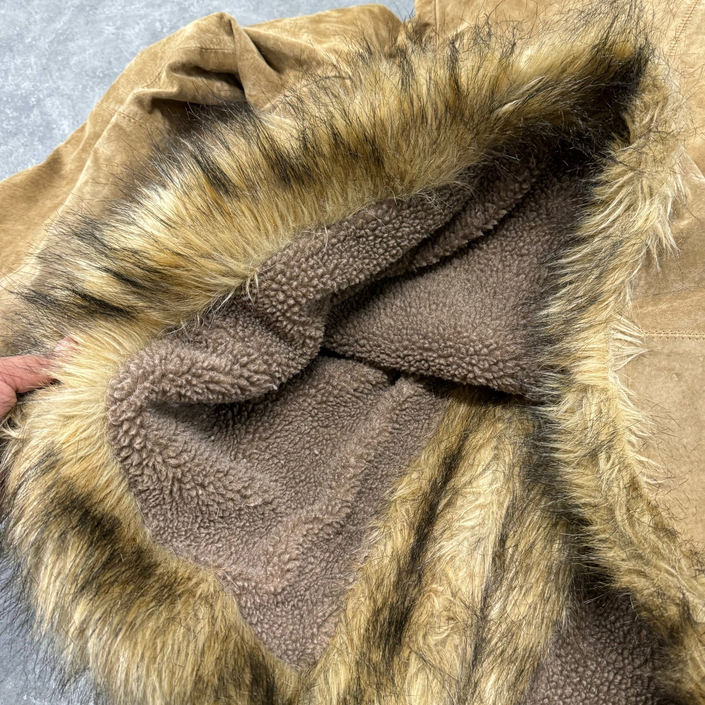 Vintage Tan Fur Trim Coat