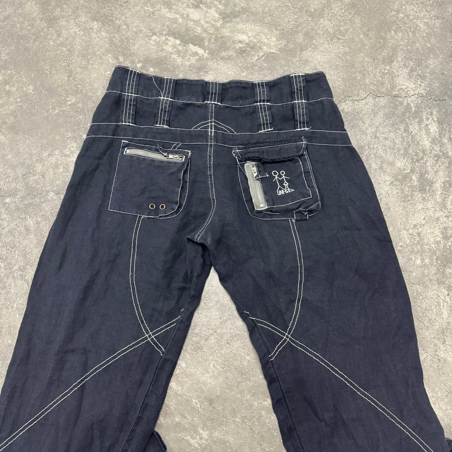 Black Off Stitch Cargo Pants