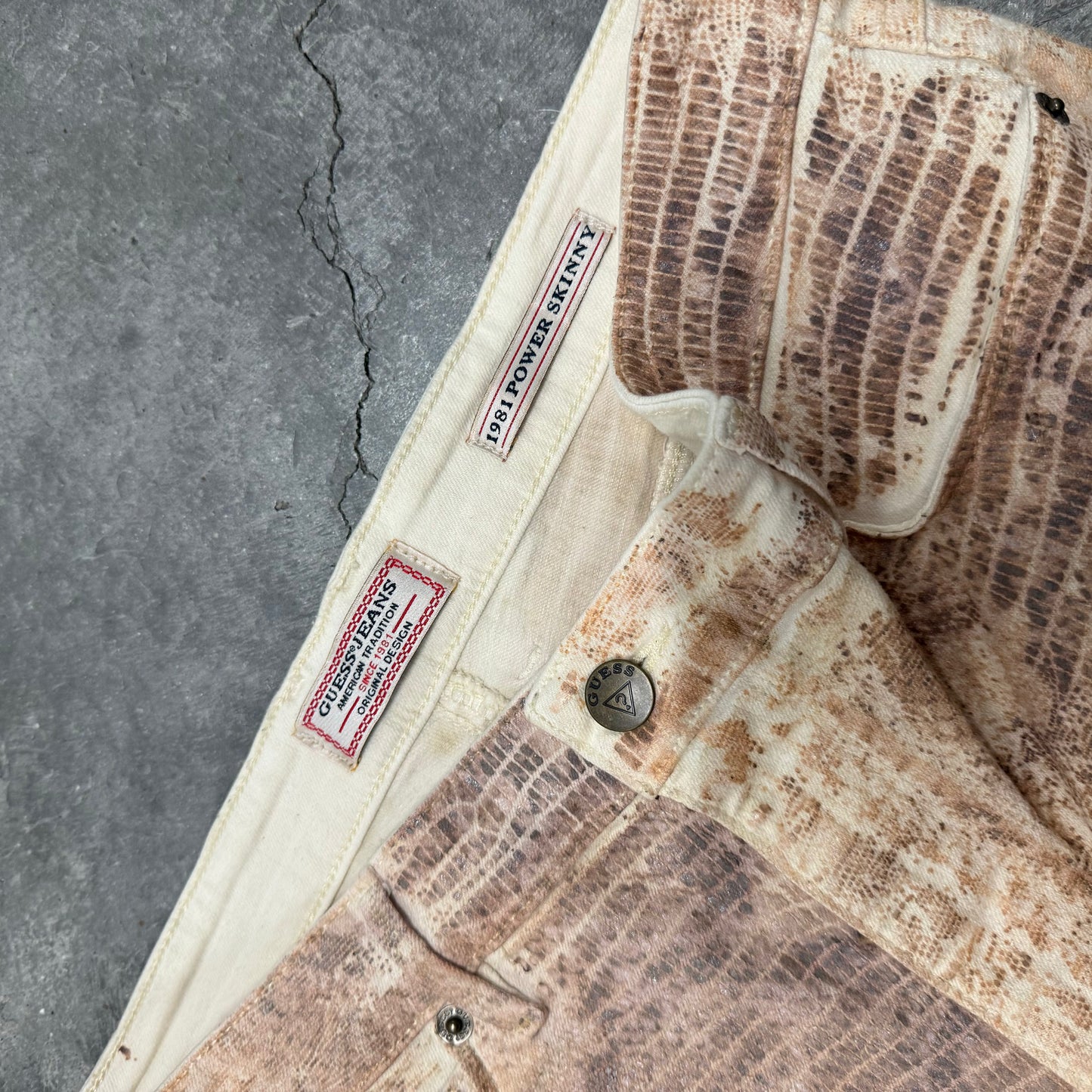 Vintage Tan Snake Print Jeans