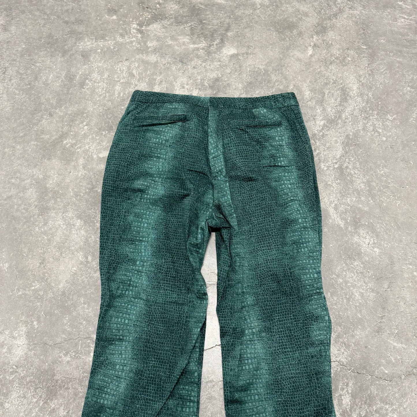 Vintage Alligator Print Green Pants
