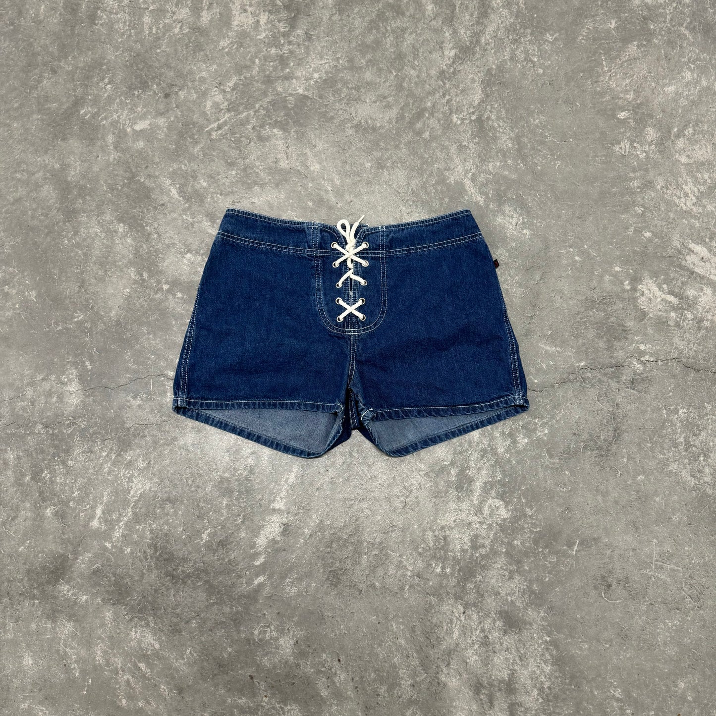 Vintage Lace Up Denim Shorts