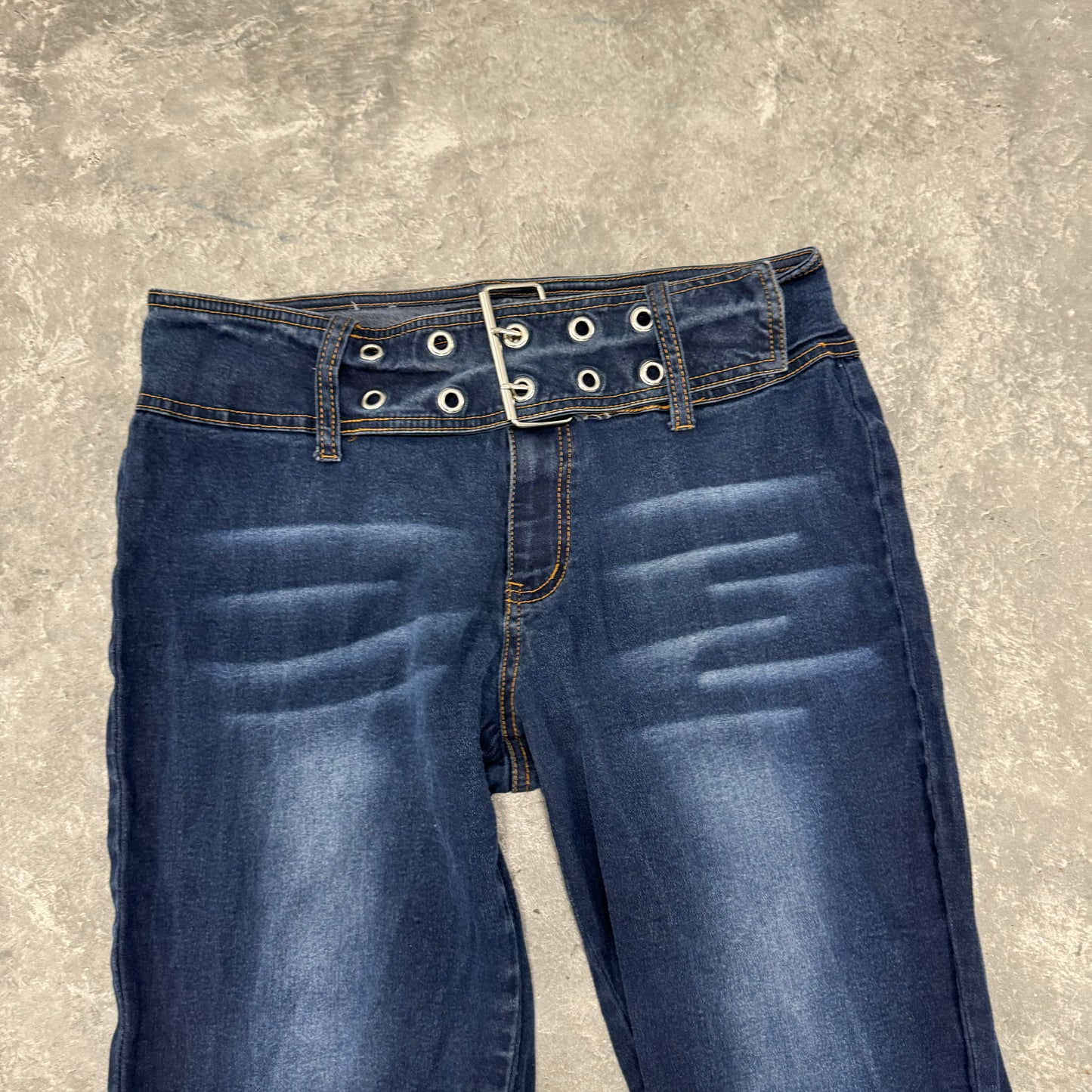 Vintage Belted Faded Jeans