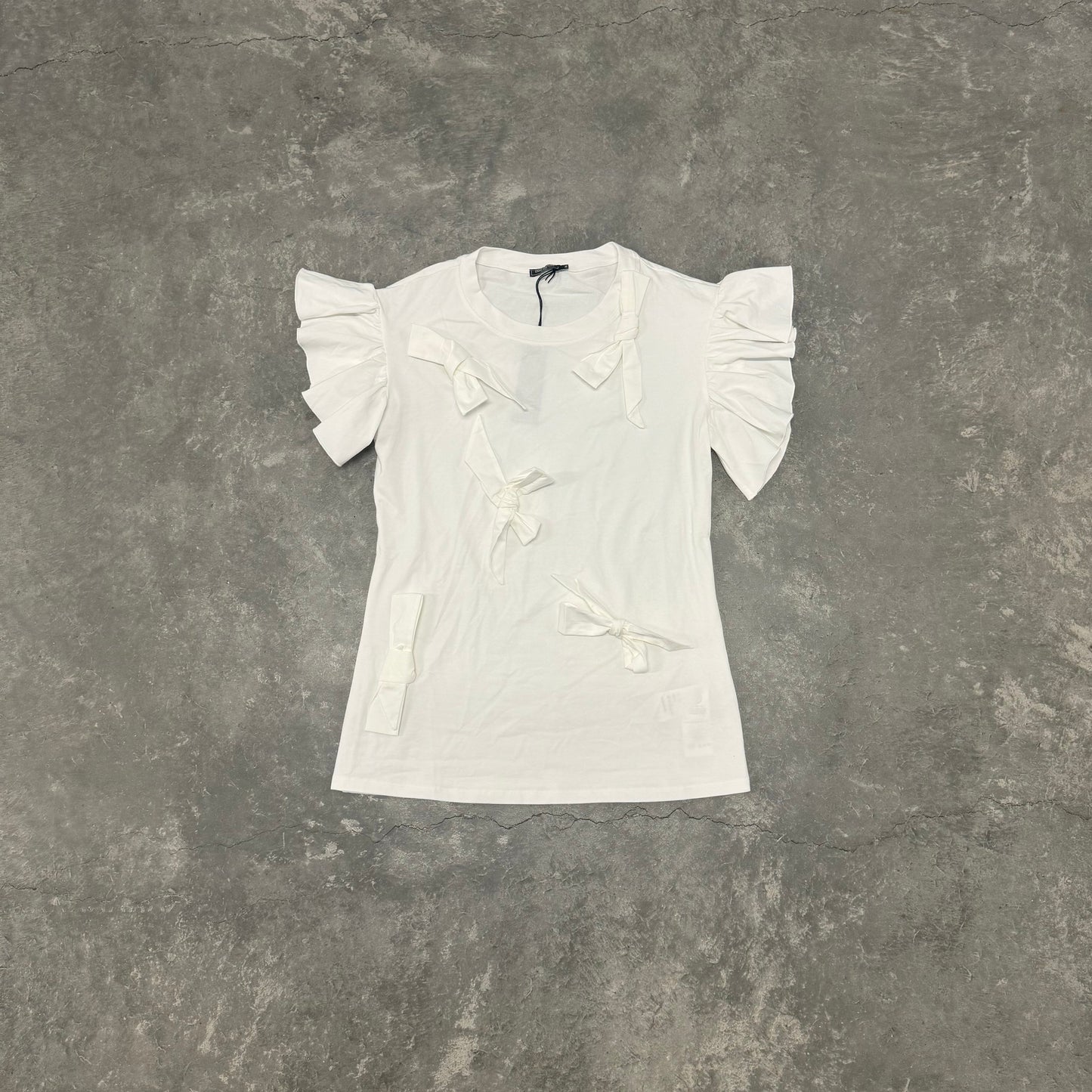 White Demure Bow Top
