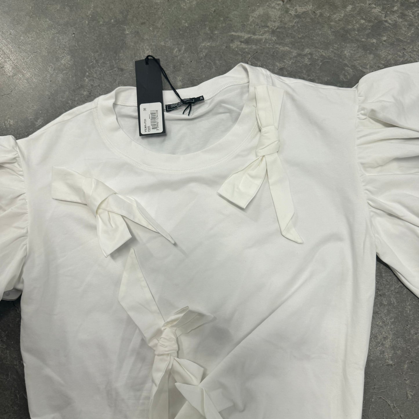 White Demure Bow Top