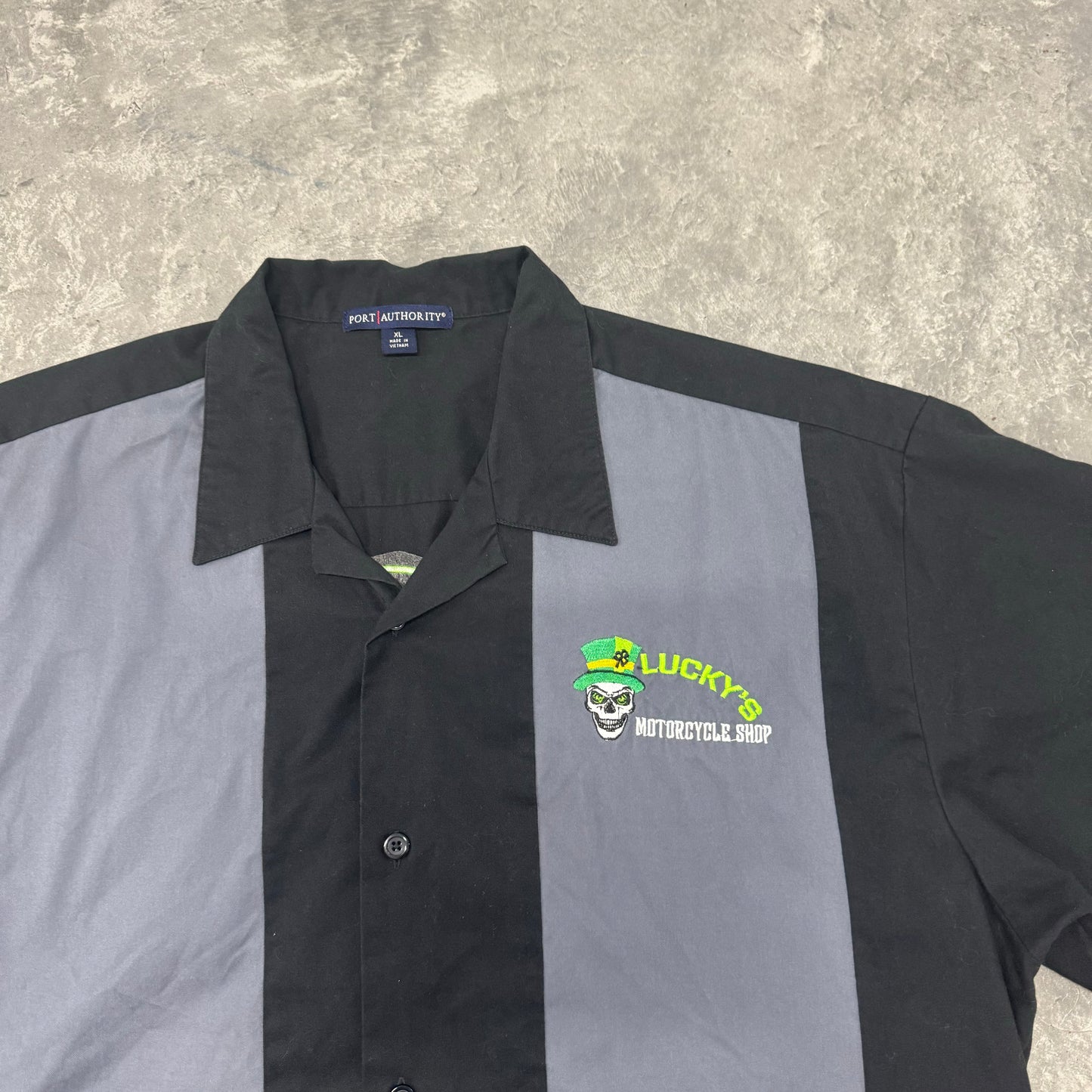 Vintage Lucky Skeleton Bowling Button Up