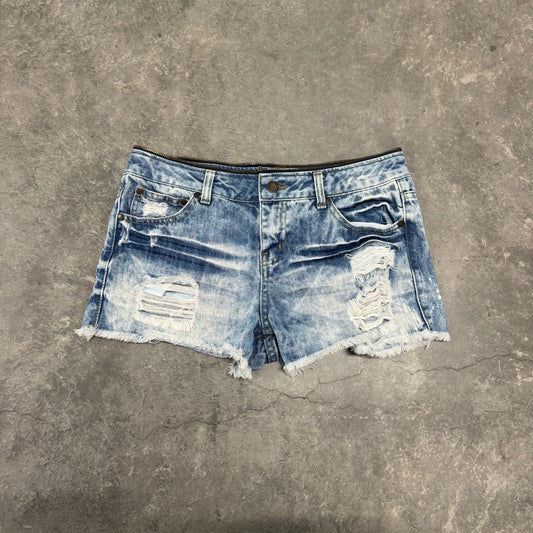 Denim Zipper Waist Mini Shorts