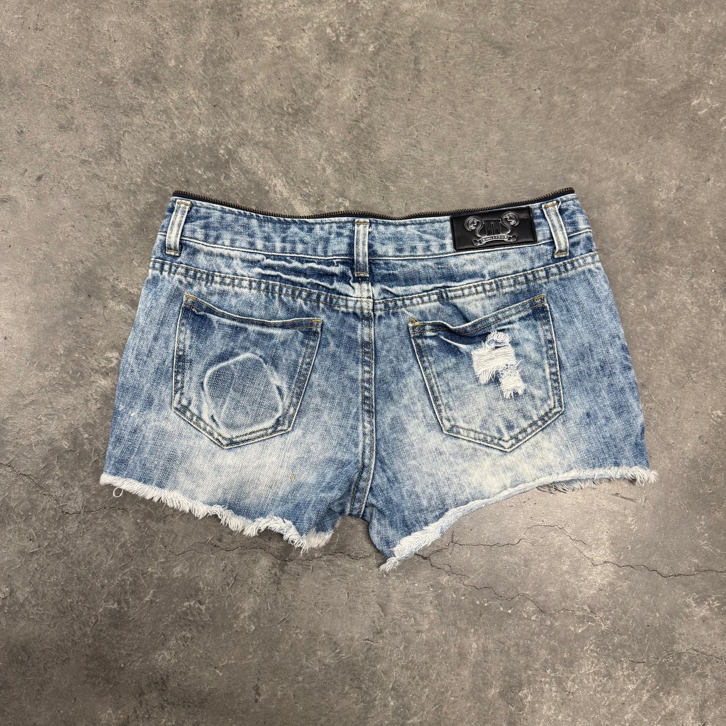 Denim Zipper Waist Mini Shorts