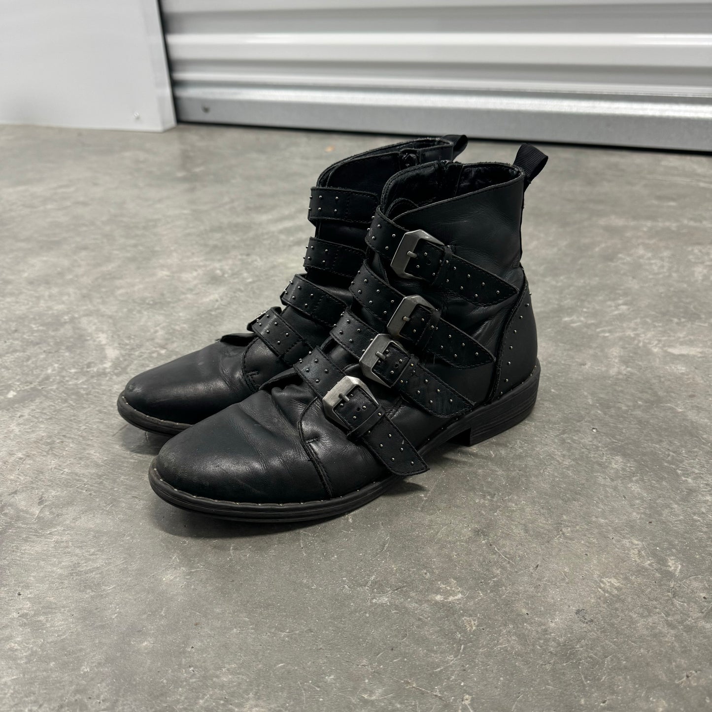 Belted Black Ankle Boots
