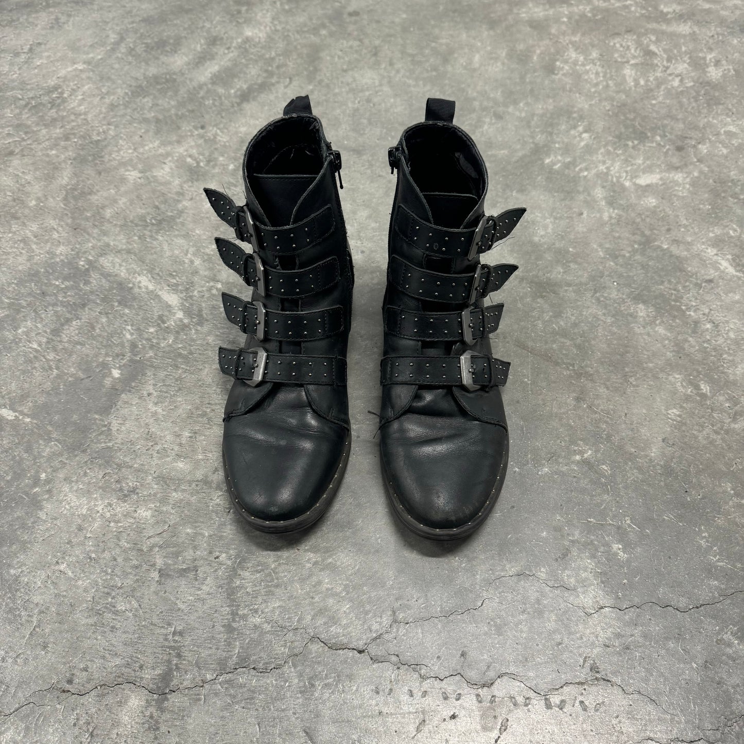 Belted Black Ankle Boots