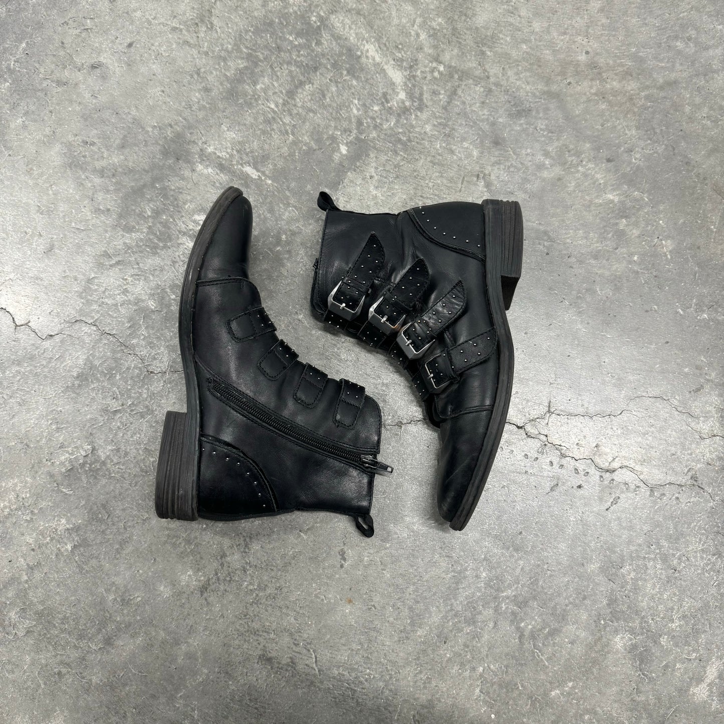 Belted Black Ankle Boots