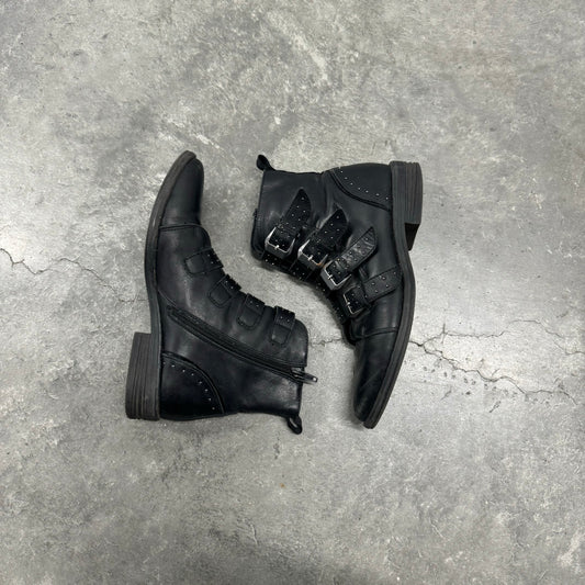 Belted Black Ankle Boots
