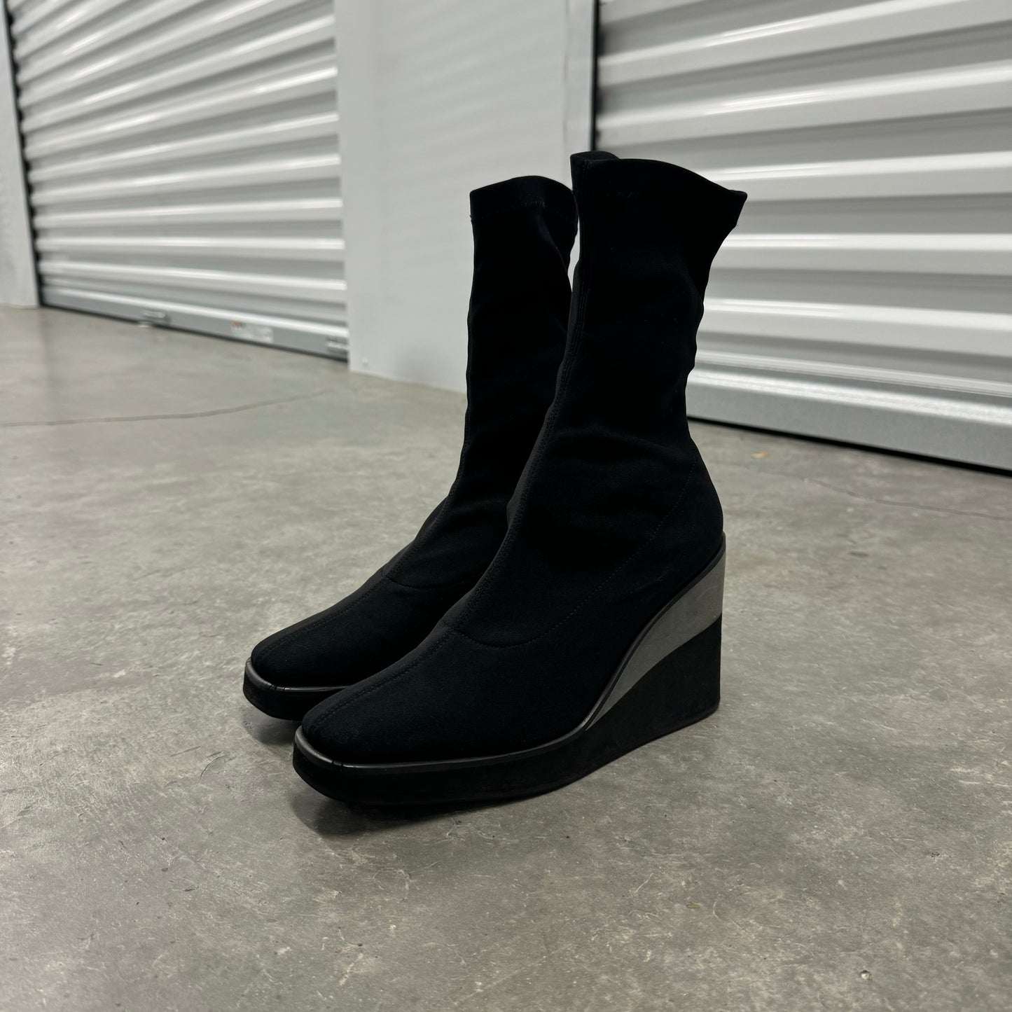 Vintage Black Square Toed Platform boots