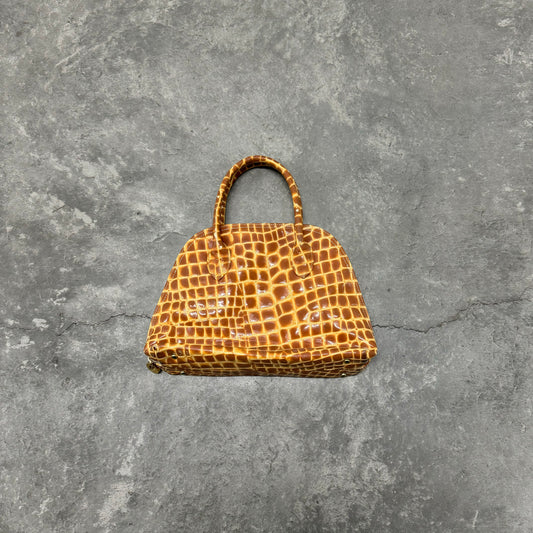 Vintage Moc Croc Leather Hand Bag