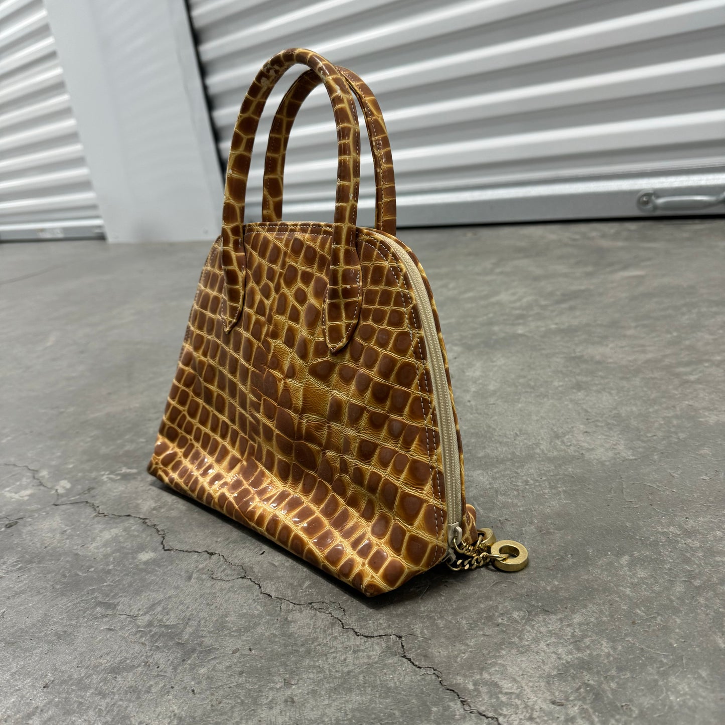 Vintage Moc Croc Leather Hand Bag