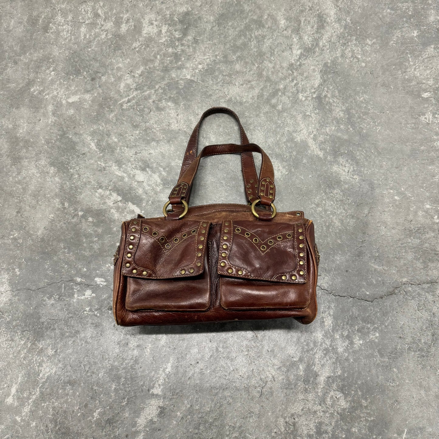 Mini Brown Studded Boho Bag