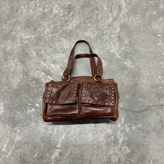 Mini Brown Studded Boho Bag