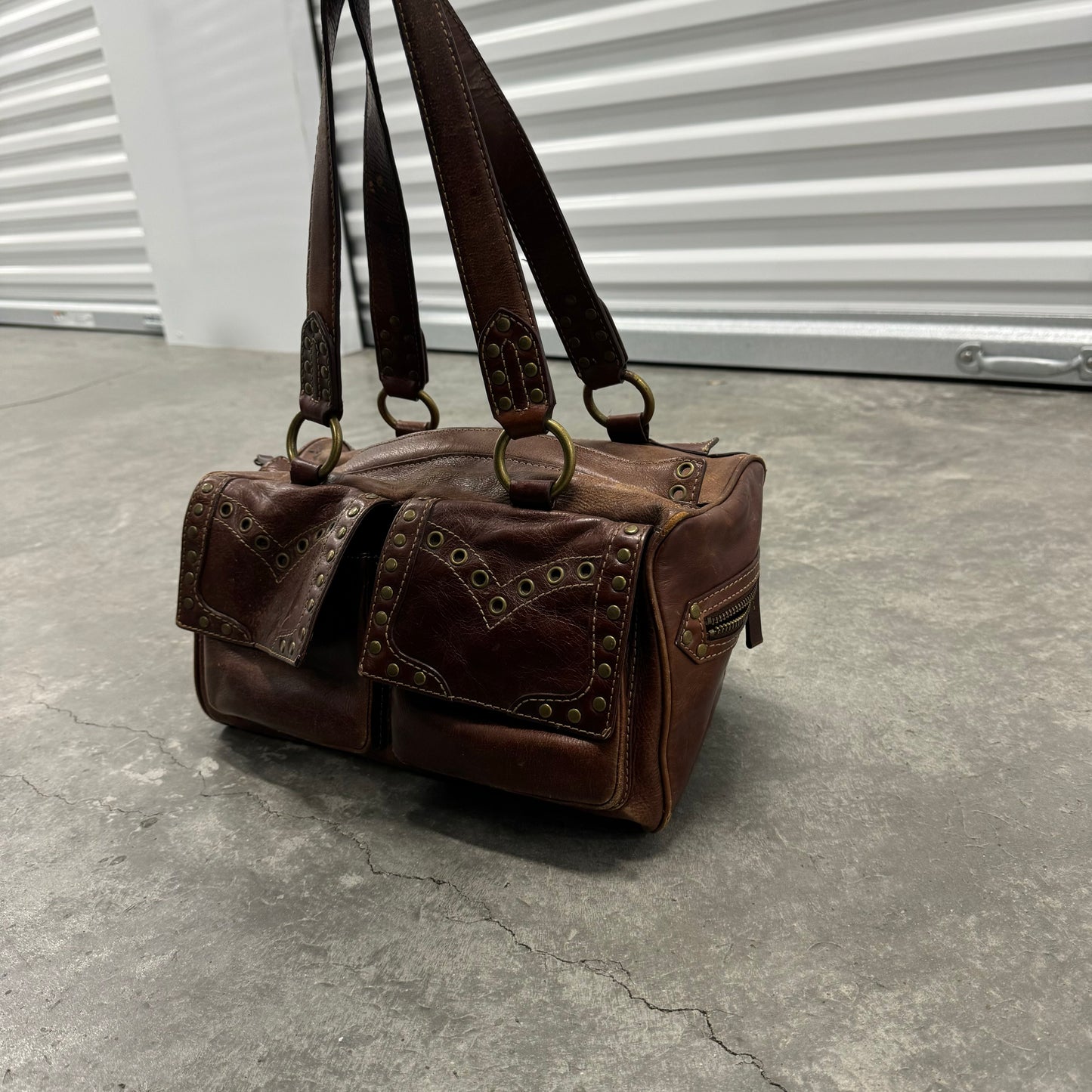 Mini Brown Studded Boho Bag