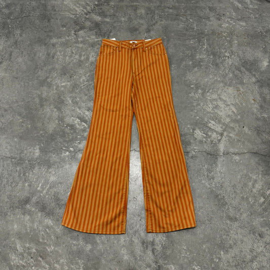 Orange Striped Bell Bottom Jeans