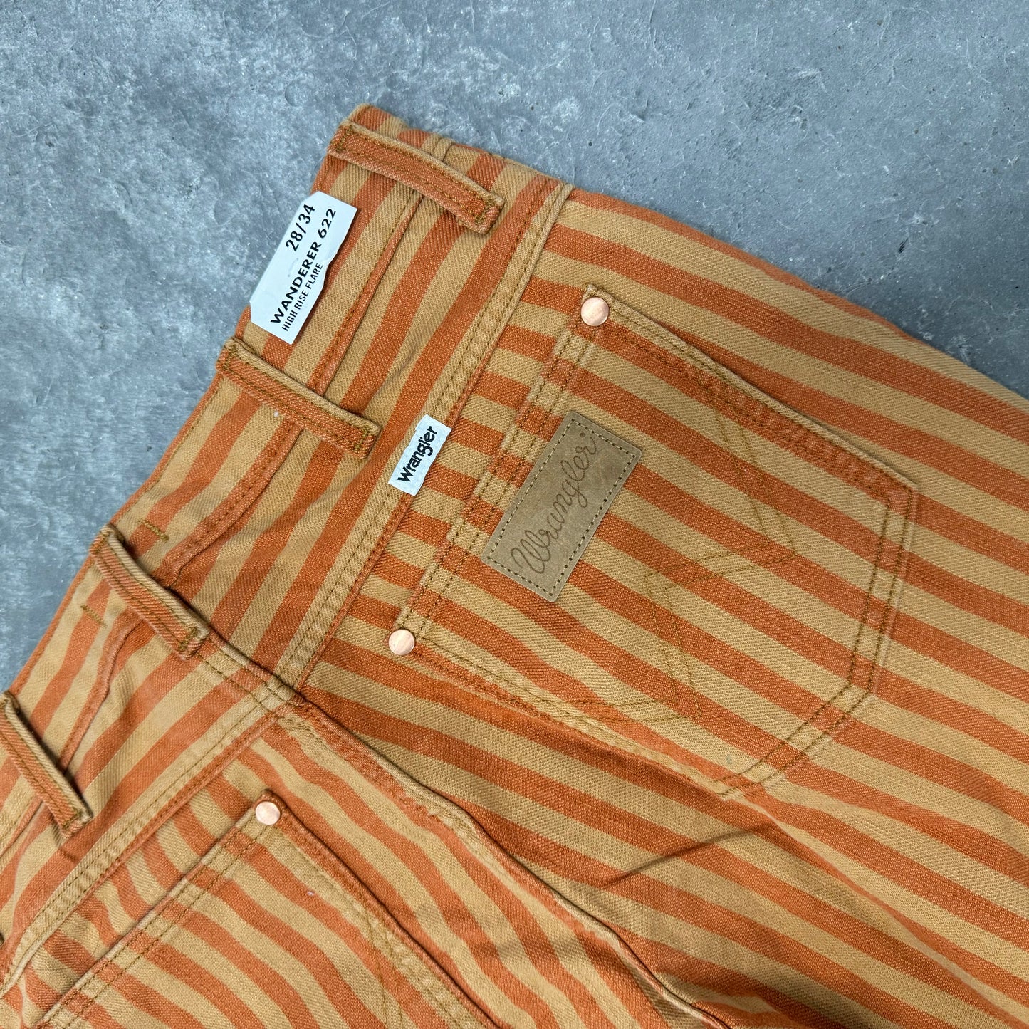 Orange Striped Bell Bottom Jeans