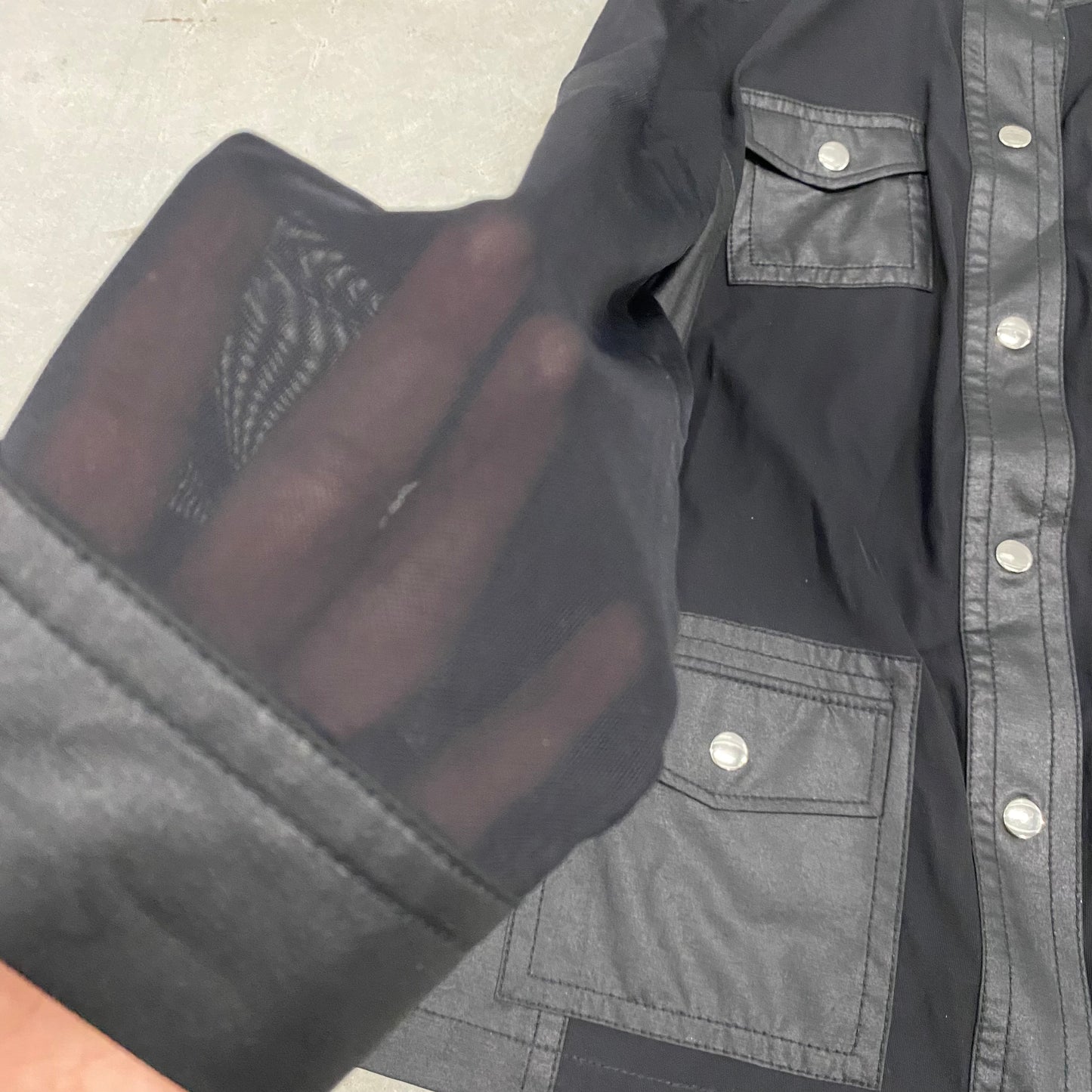 Vintage Black Mesh Button Up