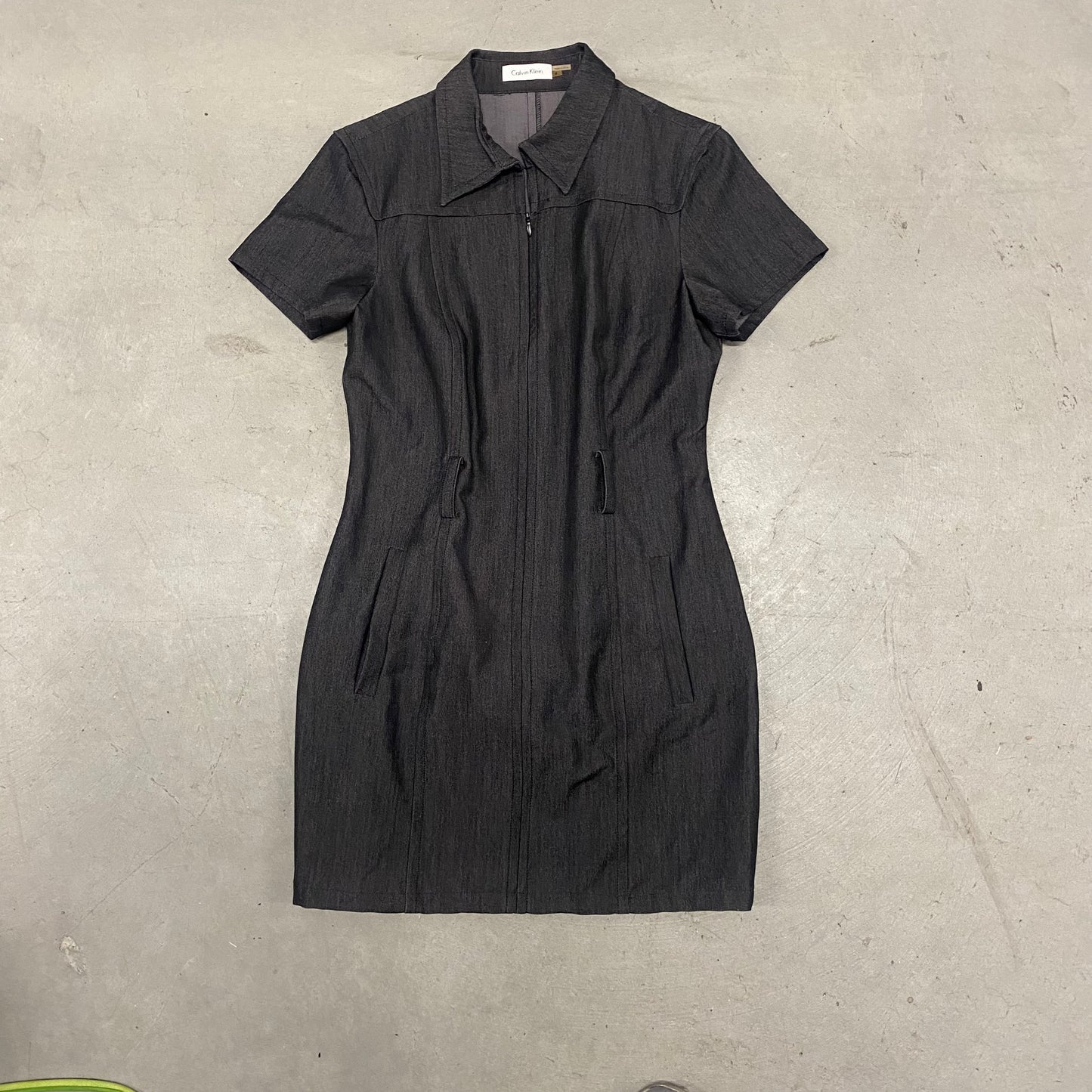 Dark Denim Zip Up Dress
