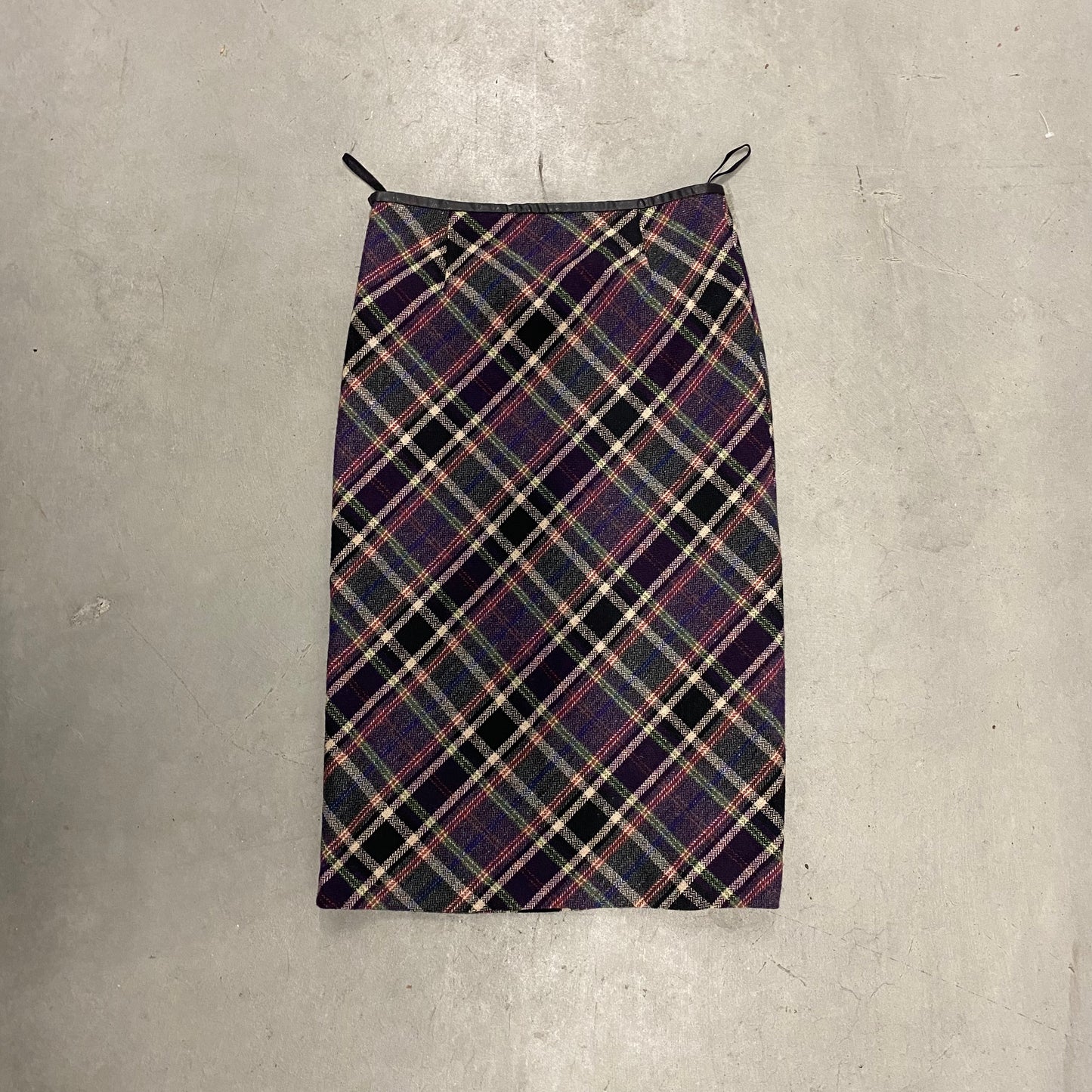 Vintage Purple Plaid Midi Skirt