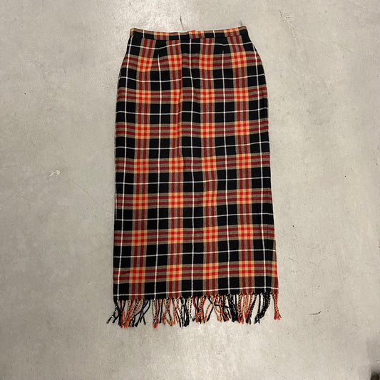 Vintage Red Plaid Midi Skirt