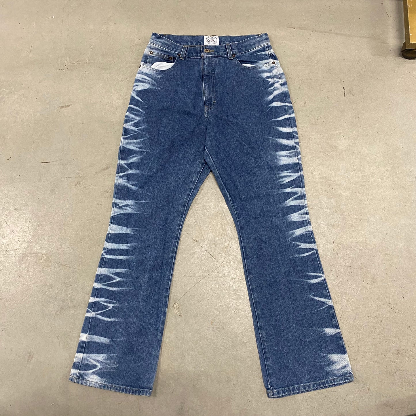 Vintage Bleached Dark Blue High Waisted Jeans