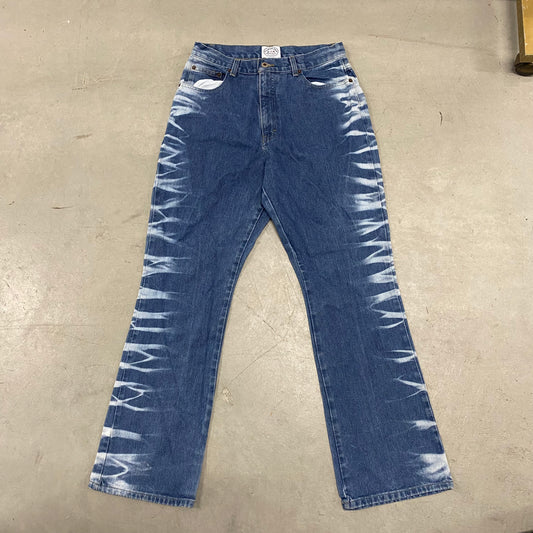 Vintage Bleached Dark Blue High Waisted Jeans