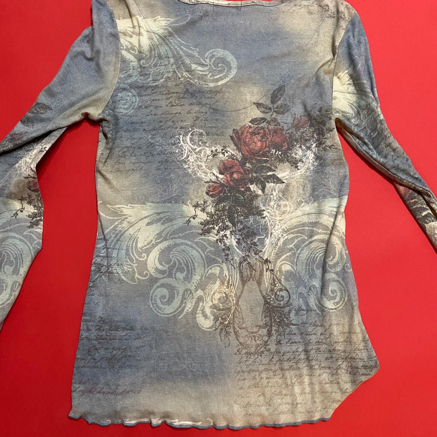 Vintage Rose Blue Long Sleeve