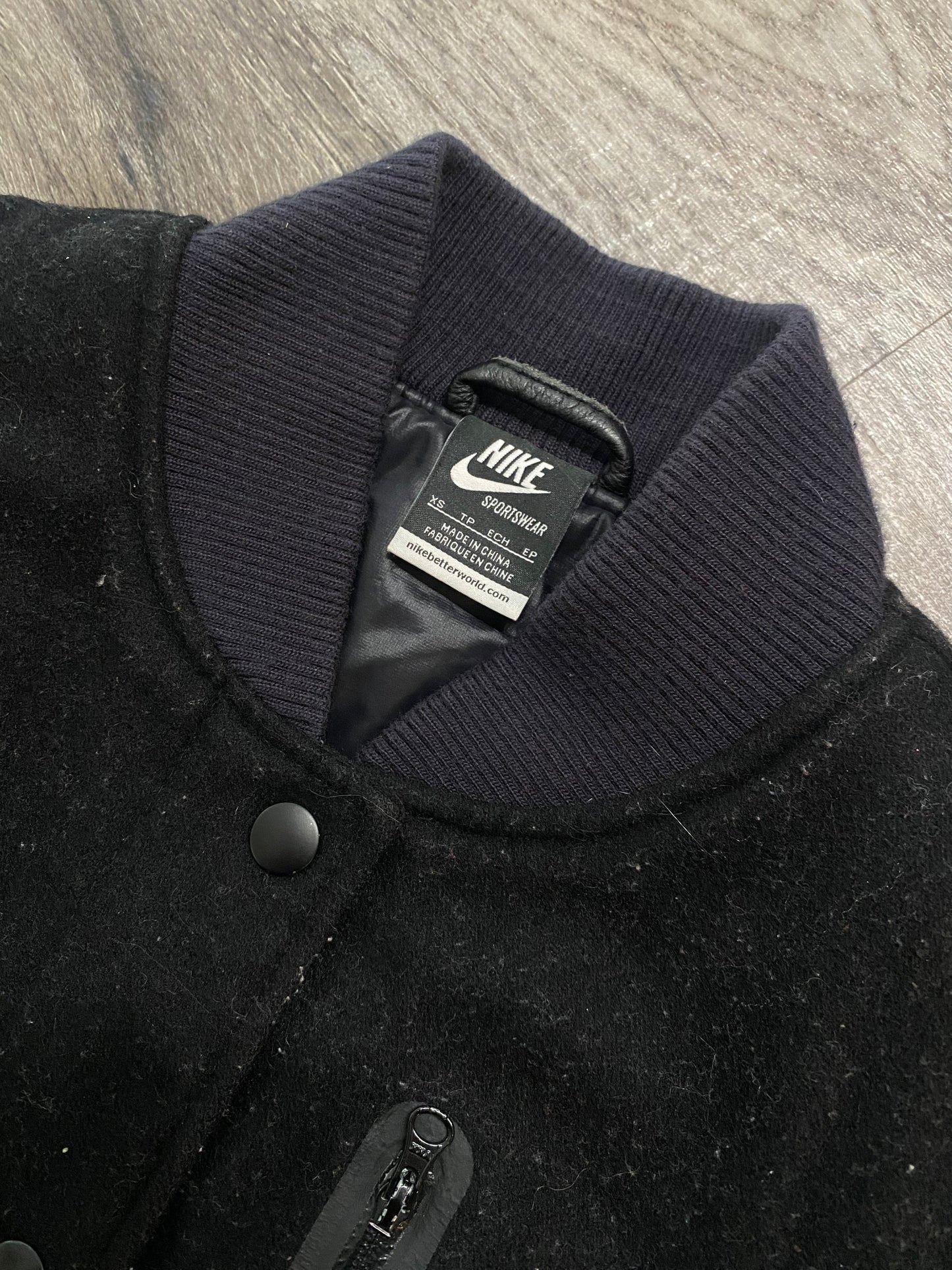 Plain Black Leather Varsity Jacket