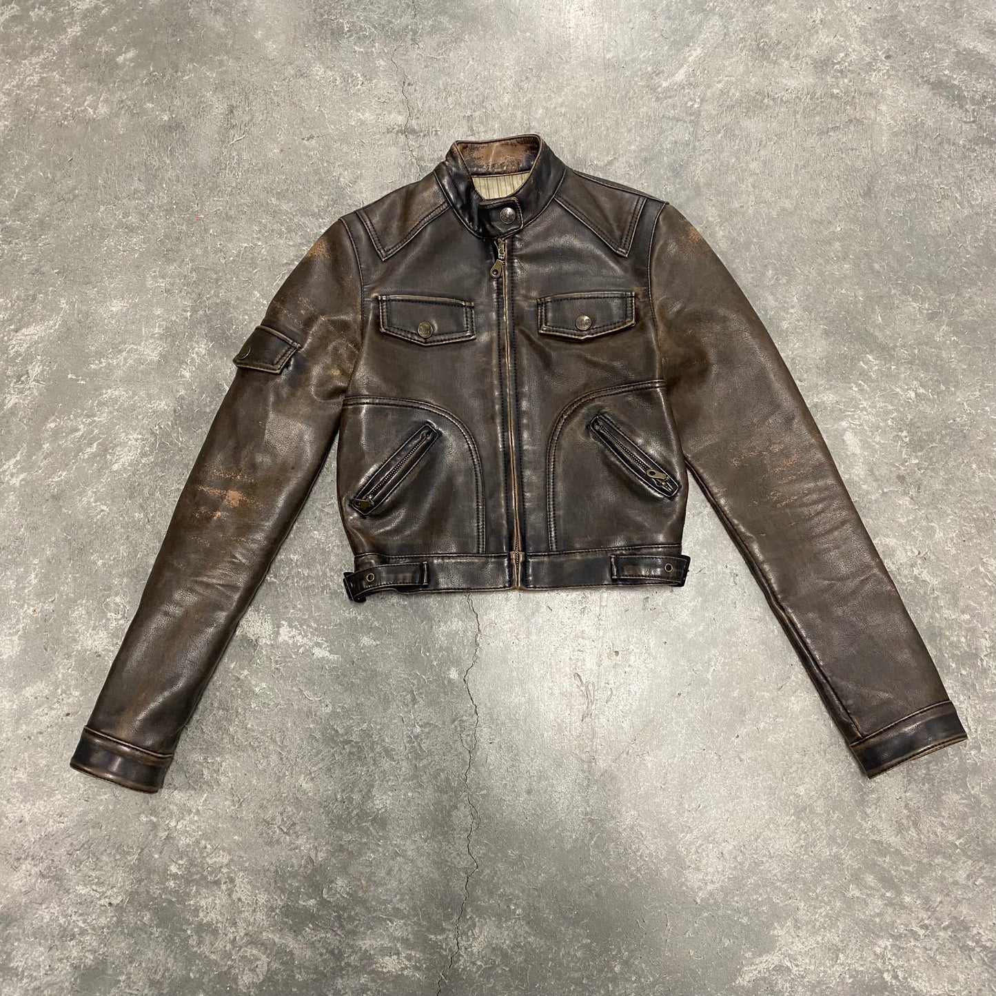Brown Leather Moto Jacket
