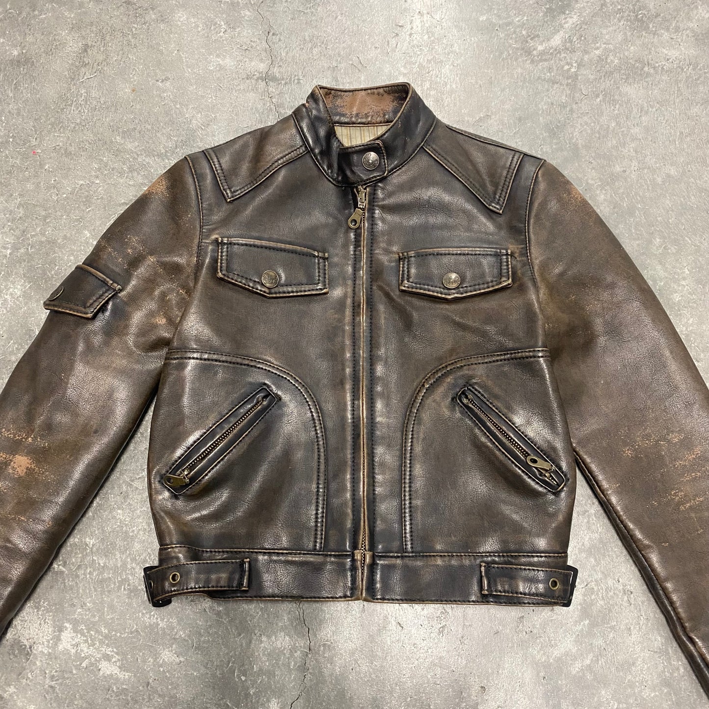 Brown Leather Moto Jacket