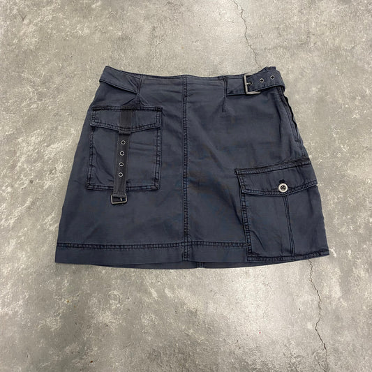 Grey Belted Cargo Skirt