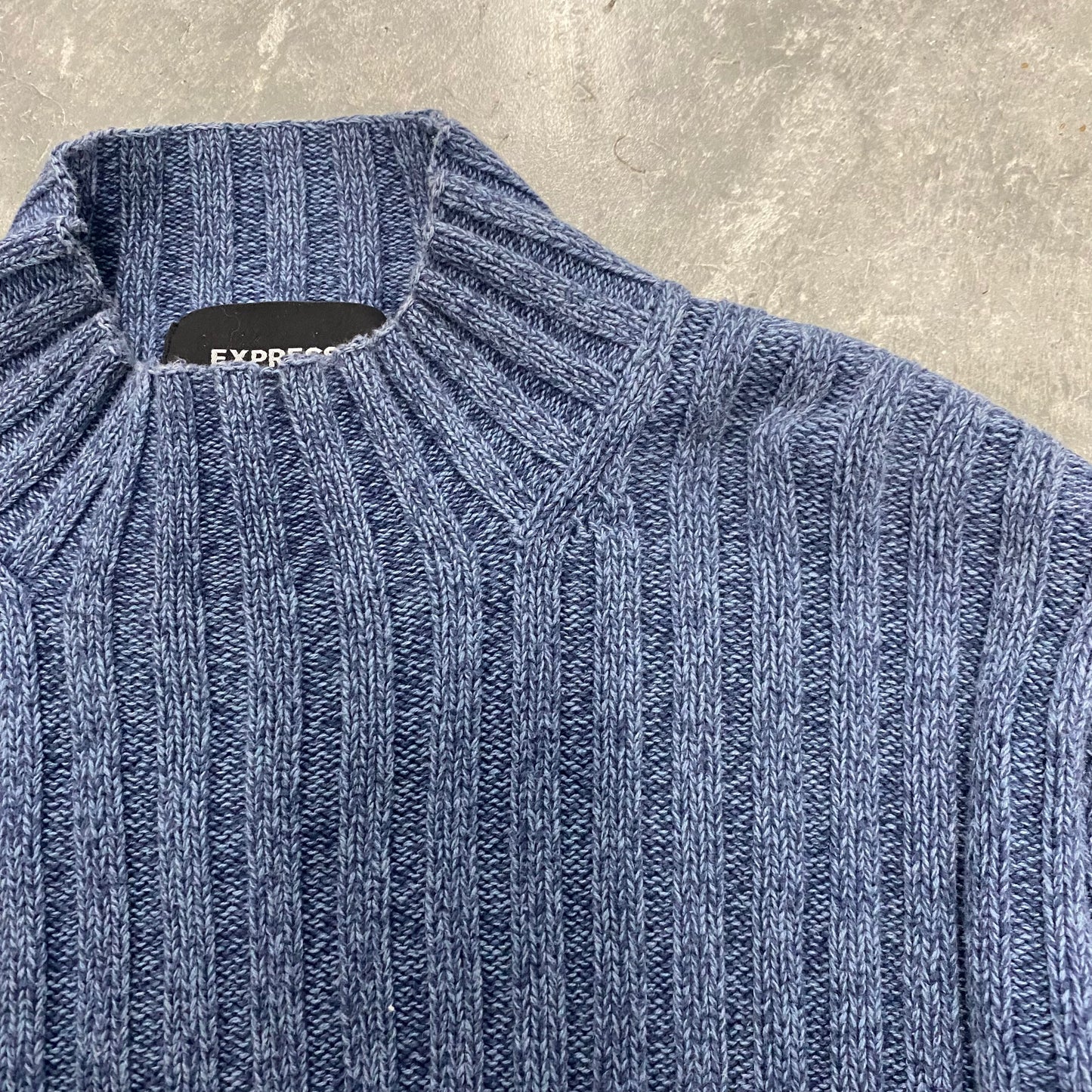 Dark Blue Knitted Cropped Sweater