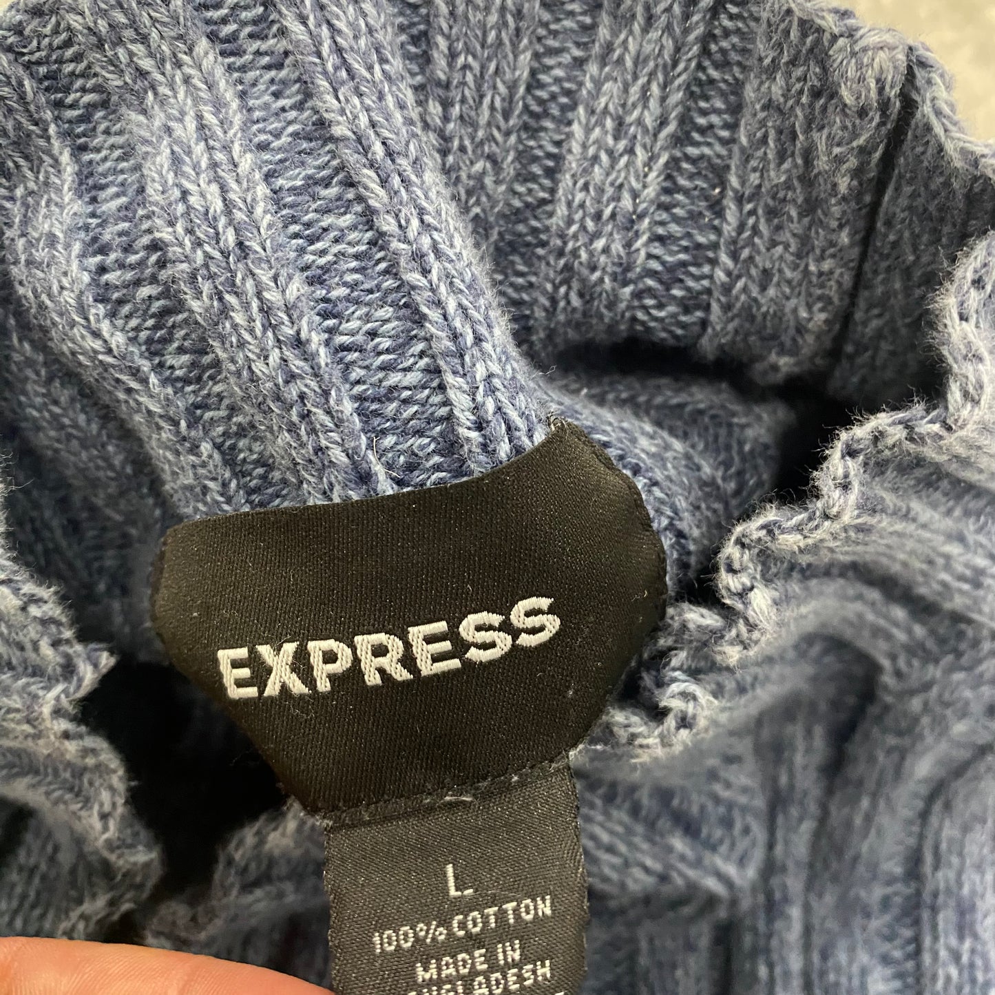 Dark Blue Knitted Cropped Sweater