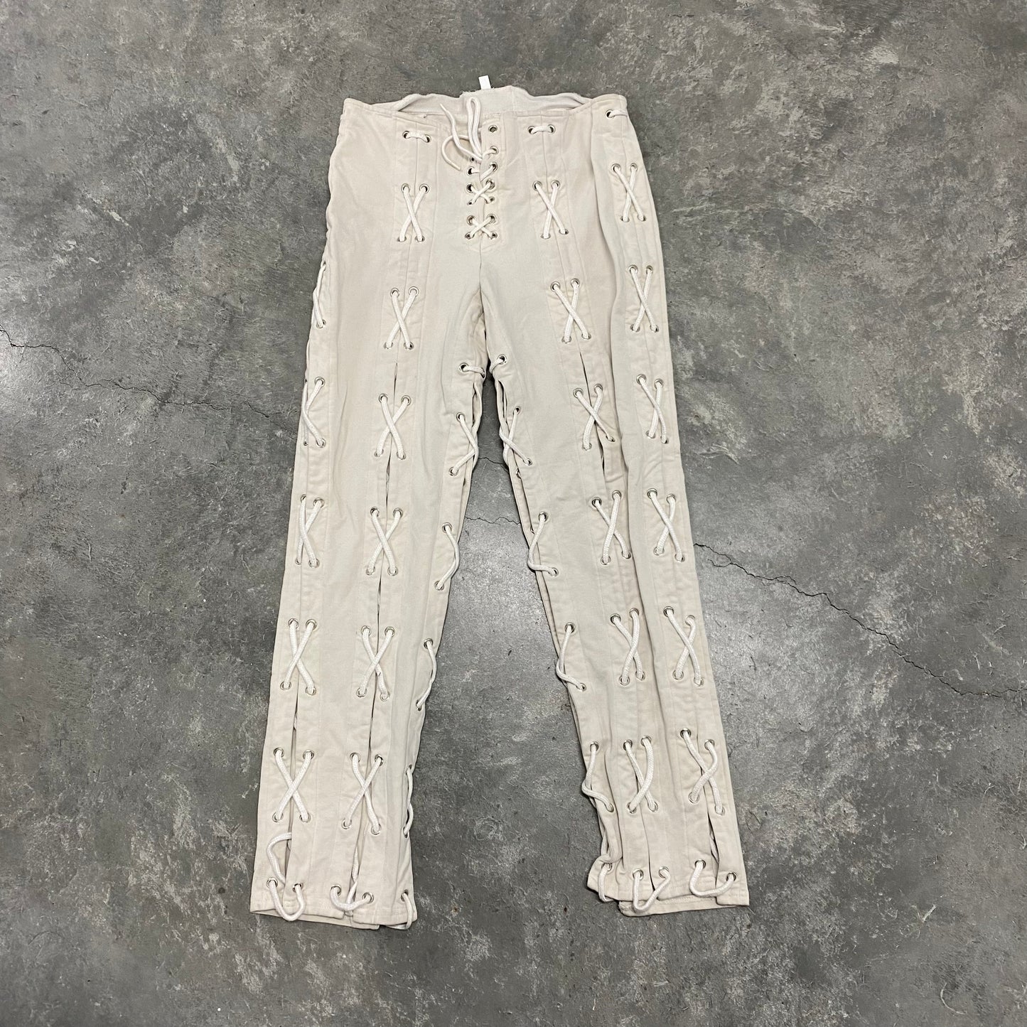 White Lace Up Sweatpants