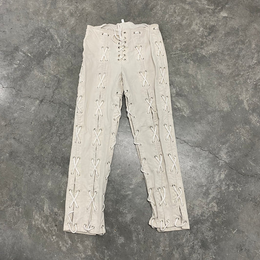 White Lace Up Sweatpants
