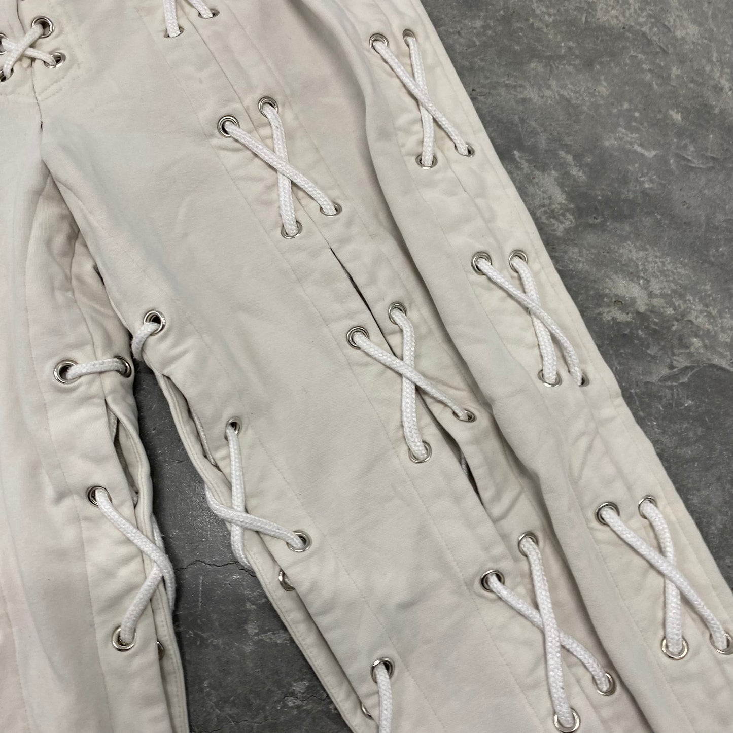 White Lace Up Sweatpants
