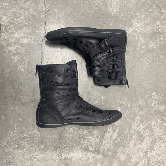 Black Belted Converse High Top  7 1/2 W