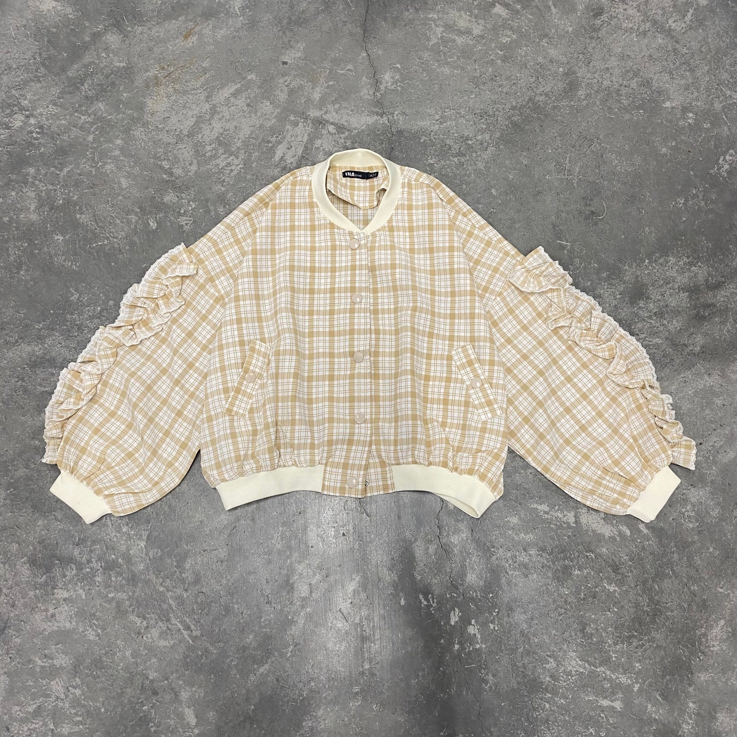 Baggy Plaid Ruffle Jacket